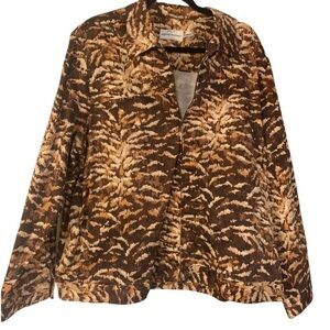 ALFRED DUNNER Animal Print Long Sleeve Zip Front lightweight Jacket Coat Size 20
